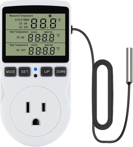 Plug in Digital Thermostat Temperature Controlled Outlet with Backlit LCD, 1800W 120V 15A Heating Cooling Control for Reptile, Incubation, Aquarium, Refrigerator, Home Brewing in Saudi Arabia
