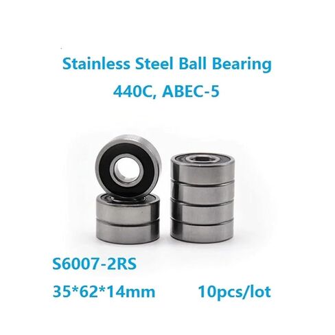 10pcs/lot S6007-2RS S6007RS ABEC-5 Stainless Steel 35×62×14mm Deep Groove Ball Bearing Double Rubber Cover 35 * 62 14mm in Saudi Arabia