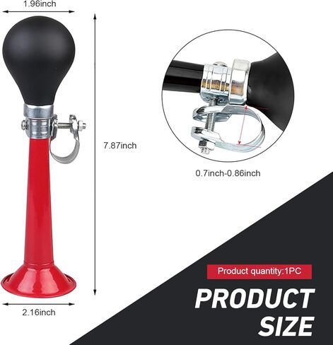 Bike Horn, Classic Waterproof & Rustproof Metal Squeeze Horn with Loud Sound, Plug & Play Handlebar Mount Speaker, Universal for Adult, Kids Bicycles (Red) in Saudi Arabia