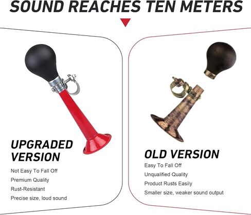 Bike Horn, Classic Waterproof & Rustproof Metal Squeeze Horn with Loud Sound, Plug & Play Handlebar Mount Speaker, Universal for Adult, Kids Bicycles (Red) in Saudi Arabia