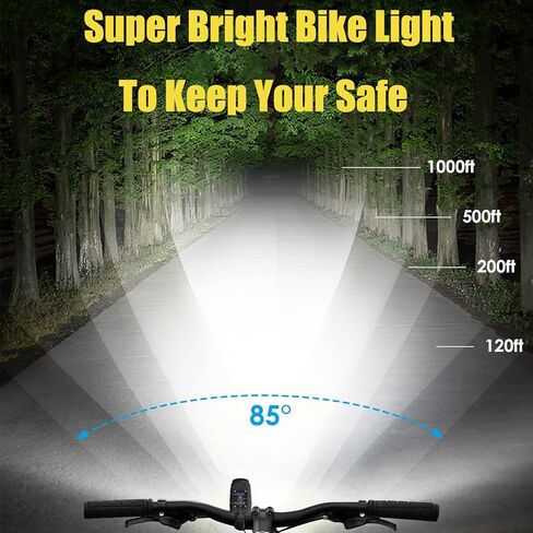Electric Bike Horn and Light 2 in 1, 110dB Ebike Horn for Adults, Rechargeable Bike Headlight with Horn and Tail Light Set, 6 Sound Modes + 4 Light Modes, IPX5 Waterproof, Bicycle Accessories in Kuwait