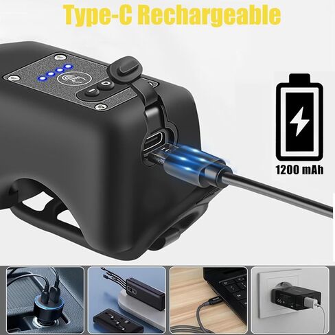 Electric Bike Horn and Light 2 in 1, 110dB Ebike Horn for Adults, Rechargeable Bike Headlight with Horn and Tail Light Set, 6 Sound Modes + 4 Light Modes, IPX5 Waterproof, Bicycle Accessories in Kuwait