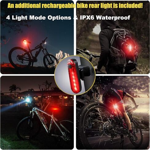 Electric Bike Horn and Light 2 in 1, 110dB Ebike Horn for Adults, Rechargeable Bike Headlight with Horn and Tail Light Set, 6 Sound Modes + 4 Light Modes, IPX5 Waterproof, Bicycle Accessories in Kuwait