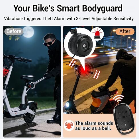 Electric Bike Horn and Alarm System, 125dB, USB-Rechargeable, Waterproof, Remote Control in Saudi Arabia