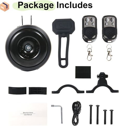 Electric Bike Horn and Alarm System, 125dB, USB-Rechargeable, Waterproof, Remote Control in Saudi Arabia