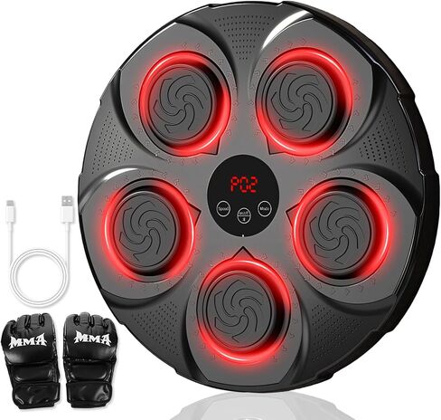 آلة الملاكمة الموسيقية للبالغين، 2025 آلة تثقيب موسيقى بلوتوث جديدة مع قفازات، هدف تدريب الملاكمة المثبت على الحائط، 9 أوضاع و9 معدات ملاكمة للسرعة لصالة الألعاب الرياضية والمنزل والمكتب in Kuwait