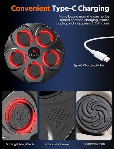 آلة الملاكمة الموسيقية للبالغين، 2025 آلة تثقيب موسيقى بلوتوث جديدة مع قفازات، هدف تدريب الملاكمة المثبت على الحائط، 9 أوضاع و9 معدات ملاكمة للسرعة لصالة الألعاب الرياضية والمنزل والمكتب in Kuwait