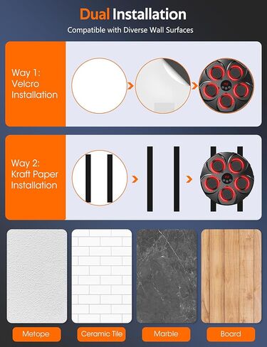 آلة الملاكمة الموسيقية للبالغين، 2025 آلة تثقيب موسيقى بلوتوث جديدة مع قفازات، هدف تدريب الملاكمة المثبت على الحائط، 9 أوضاع و9 معدات ملاكمة للسرعة لصالة الألعاب الرياضية والمنزل والمكتب in Kuwait