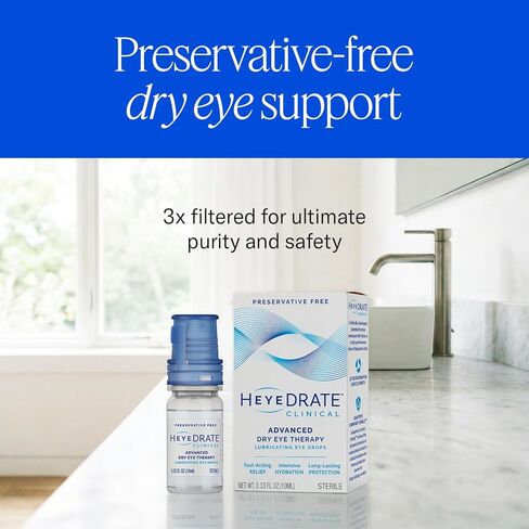 قطرات عين خالية من المواد الحافظة السريرية من هيدرات - زجاجة 33 أونصة سائلة - دموع صناعية لترطيب مكثف - قطرات عين للعيون الجافة وحماية طويلة الأمد in Kuwait