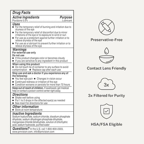 قطرات عين خالية من المواد الحافظة السريرية من هيدرات - زجاجة 33 أونصة سائلة - دموع صناعية لترطيب مكثف - قطرات عين للعيون الجافة وحماية طويلة الأمد in Kuwait
