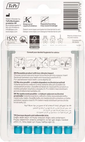 TePe Interdental Brush Original, Soft Dental Brush for Teeth Cleaning, Pack of 6, 0.6 mm, Medium Gaps, Blue, Size 3 in Kuwait