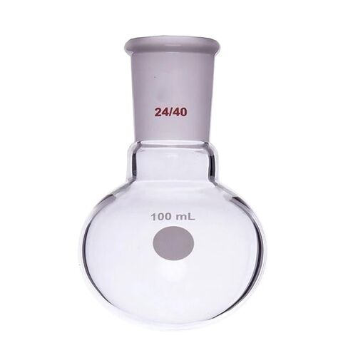 Round Bottom Borosilicate Glass Bottle, with Single Neck, 24/40 Joint, Capacity from 25 ml to 5000 ml. (500mL-F304500) in Saudi Arabia