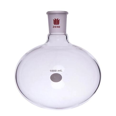 Round Bottom Borosilicate Glass Bottle, with Single Neck, 24/40 Joint, Capacity from 25 ml to 5000 ml. (500mL-F304500) in Saudi Arabia