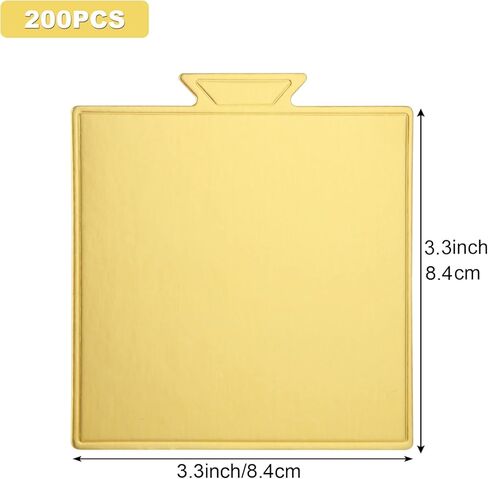 MNKNENG 200 قطعة من ألواح الكيك الصغيرة المربعة ذات قاعدة الكيك الذهبية المربعة، مقاس 3.5 بوصة، لوح الكعك الذهبي لعرض حلوى الموس والكب كيك in Kuwait