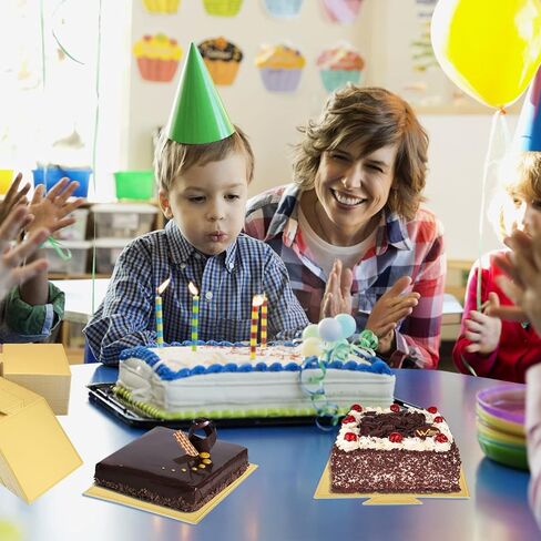 MNKNENG 200 قطعة من ألواح الكيك الصغيرة المربعة ذات قاعدة الكيك الذهبية المربعة، مقاس 3.5 بوصة، لوح الكعك الذهبي لعرض حلوى الموس والكب كيك in Kuwait