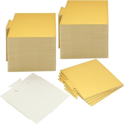 MNKNENG 200 قطعة من ألواح الكيك الصغيرة المربعة ذات قاعدة الكيك الذهبية المربعة، مقاس 3.5 بوصة، لوح الكعك الذهبي لعرض حلوى الموس والكب كيك in Kuwait