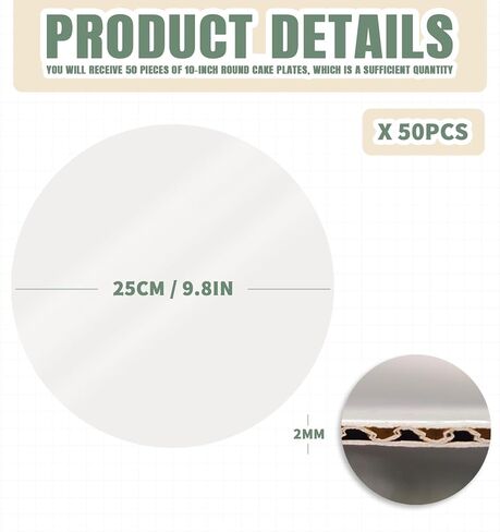 50 حزمة من ألواح الكيك مستديرة 25.4 سم، لوحة قاعدة الكيك، حلقات كعك من الورق المقوى، جولات من الورق المقوى للبيتزا، ألواح سفلية للكعك للحلوى والبيتزا والزفاف وأعياد الميلاد والحفلات in Kuwait