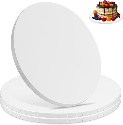 16 Inch Cake Boards, 3 pcs Cake Drums 1/2" Thick, White Cakes Corrugated Cardboard Rounds Base for Heavy or Multi Layer Cakes, Dessert, Crafts Display in Kuwait