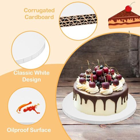 16 Inch Cake Boards, 3 pcs Cake Drums 1/2" Thick, White Cakes Corrugated Cardboard Rounds Base for Heavy or Multi Layer Cakes, Dessert, Crafts Display in Kuwait