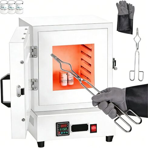 Enclosed Muffle Oven, Electric Kiln, 2102℉/1150℃ Metal Melting Furnace, Heat Treat Oven with Controller for Jewelry Making, Clay and Ceramic DIY and Glass in Kuwait