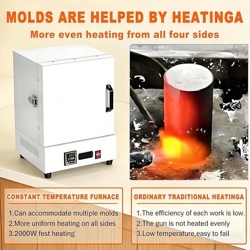 Enclosed Muffle Oven, Electric Kiln, 2102℉/1150℃ Metal Melting Furnace, Heat Treat Oven with Controller for Jewelry Making, Clay and Ceramic DIY and Glass in Kuwait