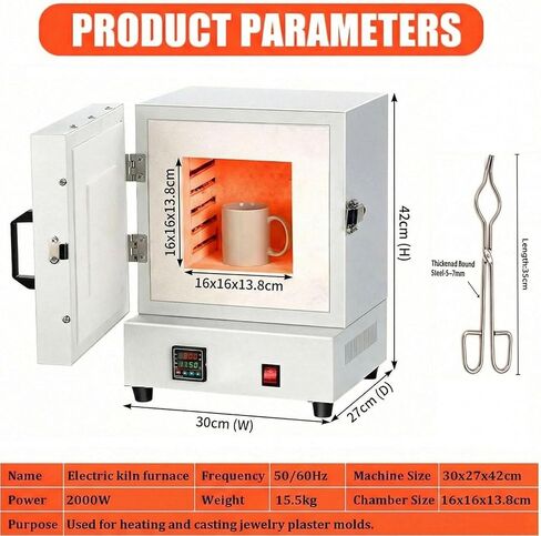 Enclosed Muffle Oven, Electric Kiln, 2102℉/1150℃ Metal Melting Furnace, Heat Treat Oven with Controller for Jewelry Making, Clay and Ceramic DIY and Glass in Kuwait