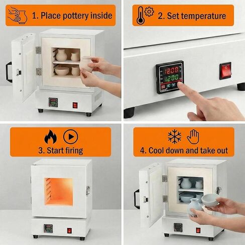 Enclosed Muffle Oven, Electric Kiln, 2102℉/1150℃ Metal Melting Furnace, Heat Treat Oven with Controller for Jewelry Making, Clay and Ceramic DIY and Glass in Kuwait
