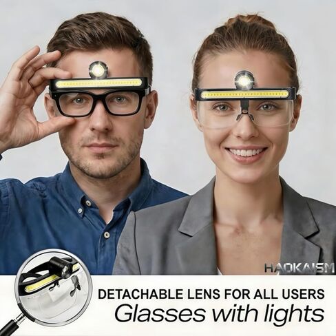 LED Glasses Rechargeable Headlight with Motion Sensor and Touch Control, USB C Lighted,Suitable for Various Indoor and Outdoor Scenarios Such as Work Maintenance, Fishing, Cycling in Kuwait
