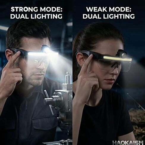 LED Glasses Rechargeable Headlight with Motion Sensor and Touch Control, USB C Lighted,Suitable for Various Indoor and Outdoor Scenarios Such as Work Maintenance, Fishing, Cycling in Kuwait