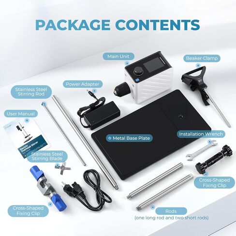 محرك علوي للمختبر - خلاط عالي اللزوجة سعة 20 لترًا (10,000 سنتي بويز)، محرك رقمي 100-2000 دورة في الدقيقة مع شاشة LCD ومؤقت وتعزيز عزم الدوران ومشبك دورق للكيمياء والبيولوجيا والأبحاث in Kuwait