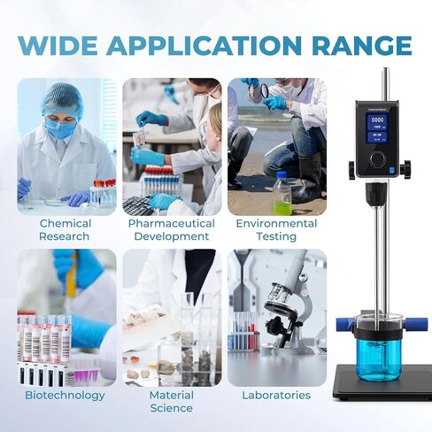 محرك علوي للمختبر - خلاط عالي اللزوجة سعة 20 لترًا (10,000 سنتي بويز)، محرك رقمي 100-2000 دورة في الدقيقة مع شاشة LCD ومؤقت وتعزيز عزم الدوران ومشبك دورق للكيمياء والبيولوجيا والأبحاث in Kuwait