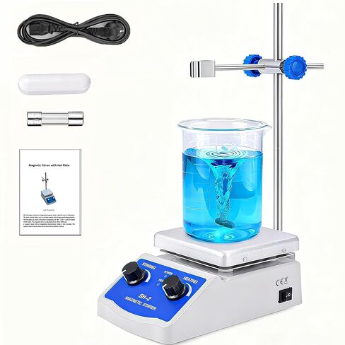 SH-2 Magnetic Stirrer, 520℉ Hot Plate Mixer, 100-2000rpm Magnetic Hot Plate Stirrer with Stir Bar and Support Stand, for Industrial, Agricultural, Medical, Scientific Research institutions in Kuwait