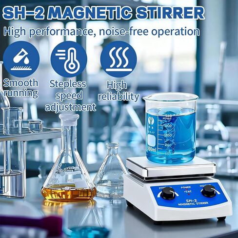 SH-2 Magnetic Stirrer, 520℉ Hot Plate Mixer, 100-2000rpm Magnetic Hot Plate Stirrer with Stir Bar and Support Stand, for Industrial, Agricultural, Medical, Scientific Research institutions in Kuwait
