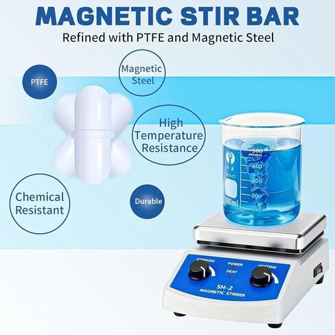SH-2 Magnetic Stirrer, 520℉ Hot Plate Mixer, 100-2000rpm Magnetic Hot Plate Stirrer with Stir Bar and Support Stand, for Industrial, Agricultural, Medical, Scientific Research institutions in Kuwait