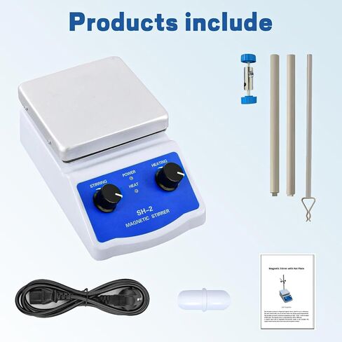 SH-2 Magnetic Stirrer, 520℉ Hot Plate Mixer, 100-2000rpm Magnetic Hot Plate Stirrer with Stir Bar and Support Stand, for Industrial, Agricultural, Medical, Scientific Research institutions in Kuwait
