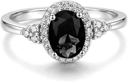 Gemstone Rings Chunky Silver Black Rings Statement Ring Jewelry Accessories Anniversary Birthday Gifts for Women in Kuwait