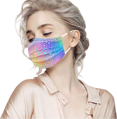 50 قطعة من أقنعة الوجه للاستعمال مرة واحدة للنساء من بيكي، أقنعة وجه للاستعمال مرة واحدة بتصميمات - 3 طبقات قابلة للتنفس، قناع وجه لطيف متدرج مع سلك أنف للبالغين من الفتيات المراهقات in Kuwait