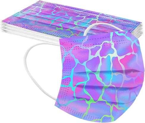 50 قطعة من أقنعة الوجه للاستعمال مرة واحدة للنساء من بيكي، أقنعة وجه للاستعمال مرة واحدة بتصميمات - 3 طبقات قابلة للتنفس، قناع وجه لطيف متدرج مع سلك أنف للبالغين من الفتيات المراهقات in Kuwait