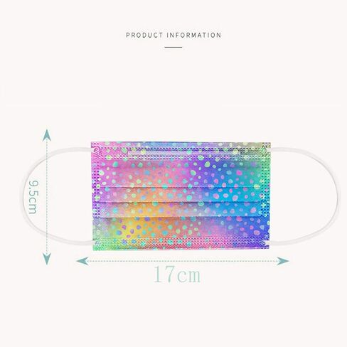50 قطعة من أقنعة الوجه للاستعمال مرة واحدة للنساء من بيكي، أقنعة وجه للاستعمال مرة واحدة بتصميمات - 3 طبقات قابلة للتنفس، قناع وجه لطيف متدرج مع سلك أنف للبالغين من الفتيات المراهقات in Kuwait