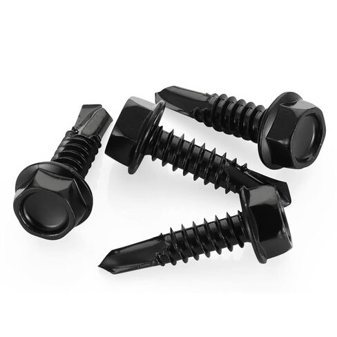 #10 × 3/4 بوصة براغي حفر ذاتية الغلق برأس سداسية بلمسة نهائية سوداء، 410 من الفولاذ المقاوم للصدأ، 100 قطعة in Kuwait