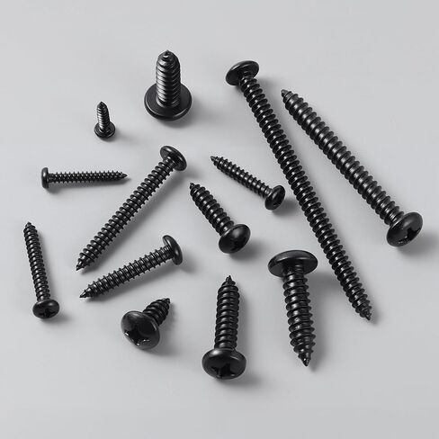 #4 x 3/8" Pan Head Wood Screws, 500PCS Pan Head Self Tapping Sheet Metal Screws, Black Oxide Stainless Steel 304 (18-8), Phillips Drive in Kuwait