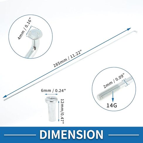 36 مجموعة 14G المتحدث دراجة 285mm المتحدث عجلة الدراجة المجلفن الصلب الكربوني فضي اللون in Saudi Arabia