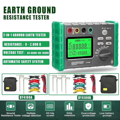 DUOYI DY4100A / DY4100B جهاز قياس مقاومة الأرض الرقمي Meg-ohmmeter 0-2000 أوم جهاز اختبار مقاومة كهربائي للفحص (DY4100A) in Kuwait