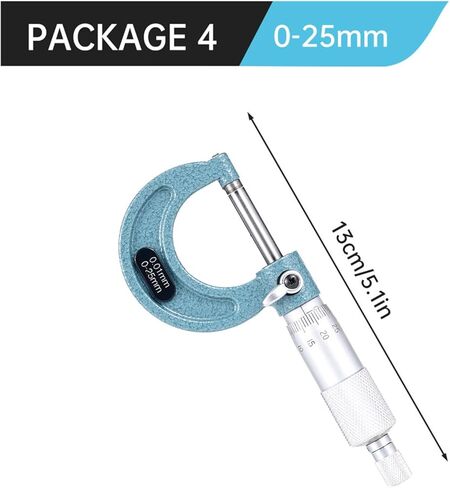 4pcs 0-25mm 50mm 75mm 100mm OD Micrometer Set 0.01mm Measuring Tool with Standard Ratchet Stop in Kuwait