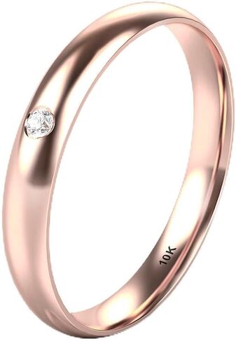 10K أبيض/أصفر/روز الذهب الماس 3 مم قبة زفاف الخاتم in Kuwait