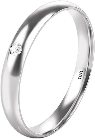 10K White/Yellow/Rose Gold Diamond 3MM Dome Wedding Anniversary Band Ring in Kuwait