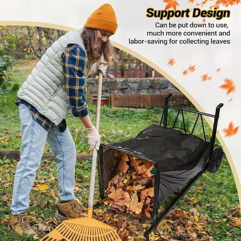 Metal Leaf Bag Holder, 35-55 Gallon Adjustable Mobile Trash Bag Holder,Upgraded Garbage Bag Trolley with wheels,Trash Bag Holder Stand Suitable for Yard and Lawn Cleaning, Camping, and Gathering in Kuwait
