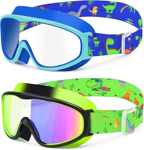 Vvinca Kids Swim Goggles 2 Pack, Cartoon Comfort Fabric Strap No Hair Pulling Anti-Fog/UV Swimming Goggles for 3-12 in Kuwait