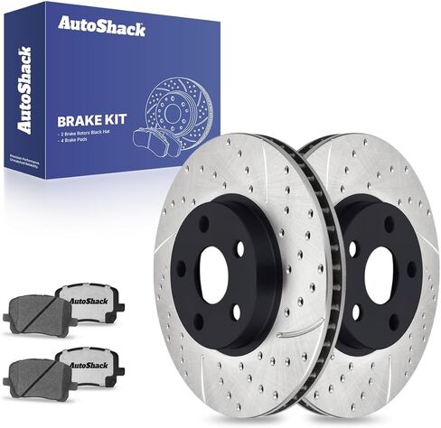 Autoshack Front Brake Kit استبدال 2003-2008 Toyota Corolla Matrix 2003-2008 Pontiac Vibe 1.8l AWD FWD Disced Brake Rotors مع منصات الفرامل السيرامية 10.8 "(275.0 مم) RSCD41272-41272-923-2-4 in Kuwait