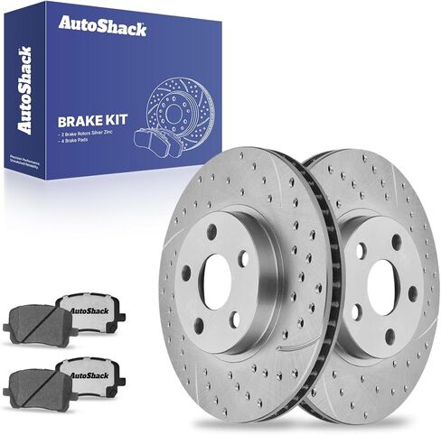 Autoshack Front Brake Kit استبدال 2003-2008 Toyota Corolla Matrix 2003-2008 Pontiac Vibe 1.8l AWD FWD Disced Brake Rotors مع منصات الفرامل السيرامية 10.8 "(275.0 مم) RSCD41272-41272-923-2-4 in Kuwait